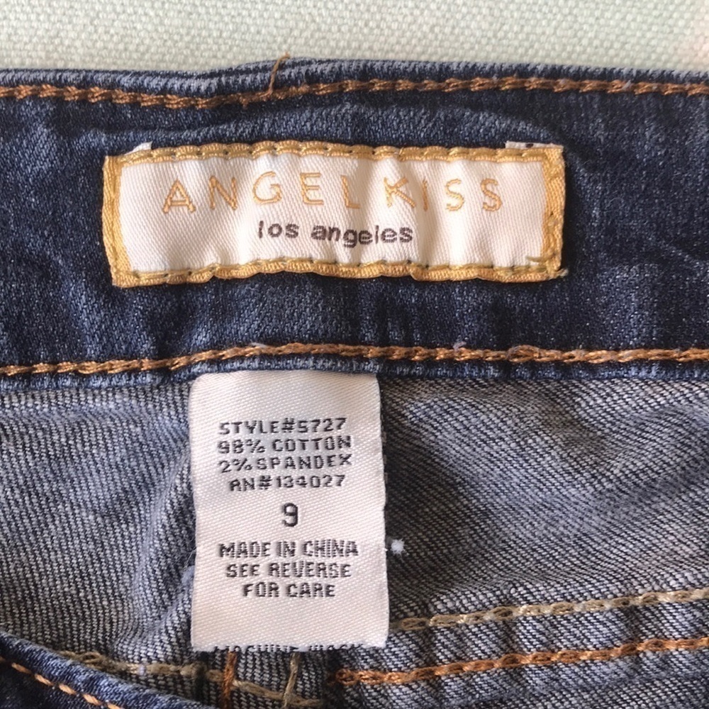 Angel Kiss Distressed Ankle Jeans Cuffed Hem Stretch Denim 9 - Picture 6 of 10